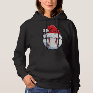 Christmas Baseball Ball Santa Hat Xmas Catcher Pit Hoodie