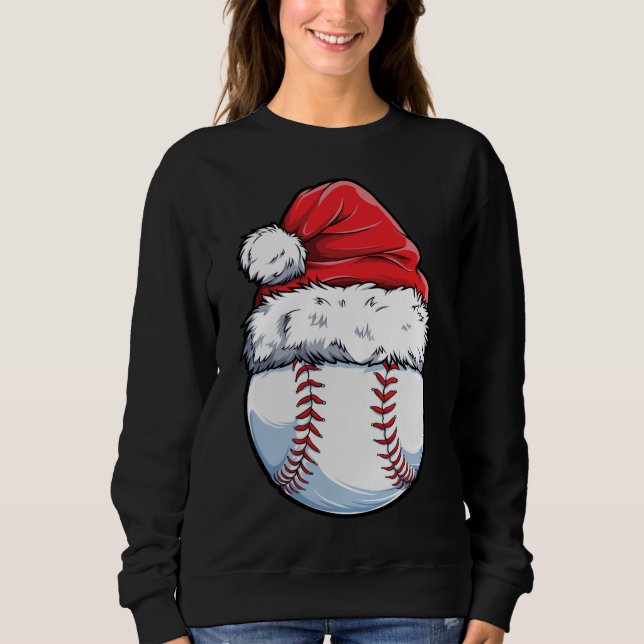 Christmas Baseball Ball Santa Hat Xmas Catcher Pit Sweatshirt (Front)