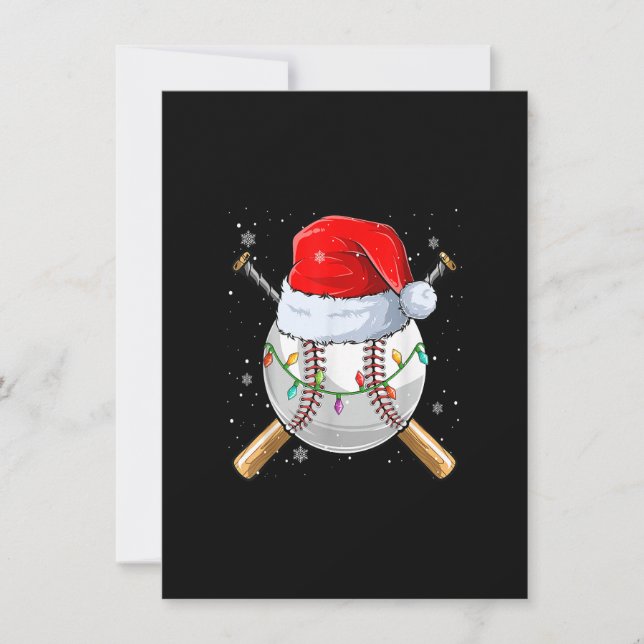 Christmas Baseball Ball Santa Hat Xmas Lights Invitation (Front)