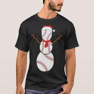 Christmas Baseball Balls Santa Snowman Xmas T-Shirt