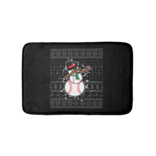 Christmas Baseball Bath Mat
