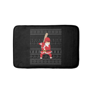 Christmas Baseball  Bath Mat