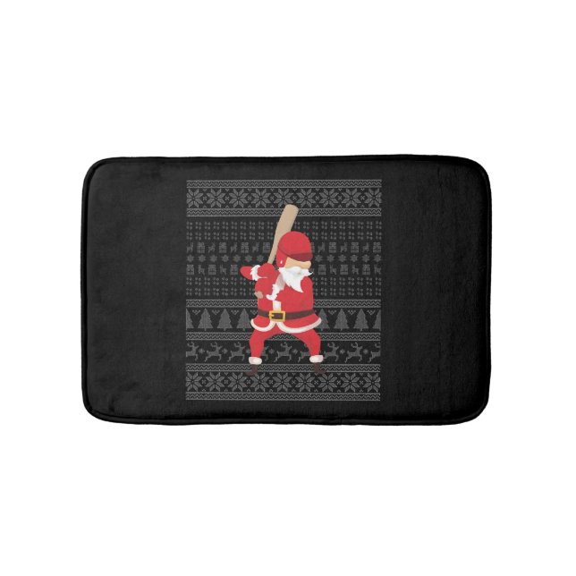 Christmas Baseball  Bath Mat (Front)