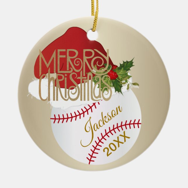 Christmas Baseball Ceramic Tree Decoration (Front)