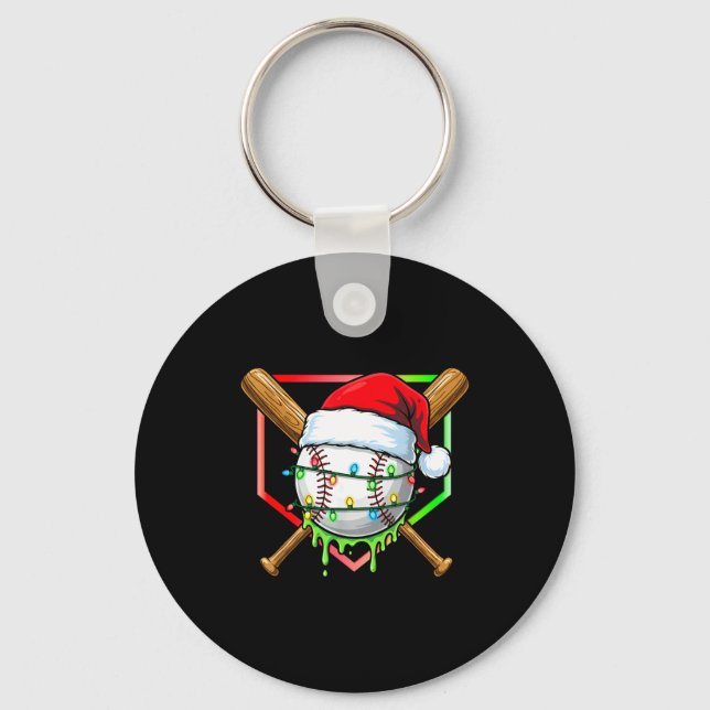 Christmas Baseball Drip Ice Cream Drip Baseball Lo Key Ring (Front)