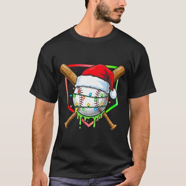 Christmas Baseball Drip Ice Cream Drip Baseball Lo T-Shirt (Front)