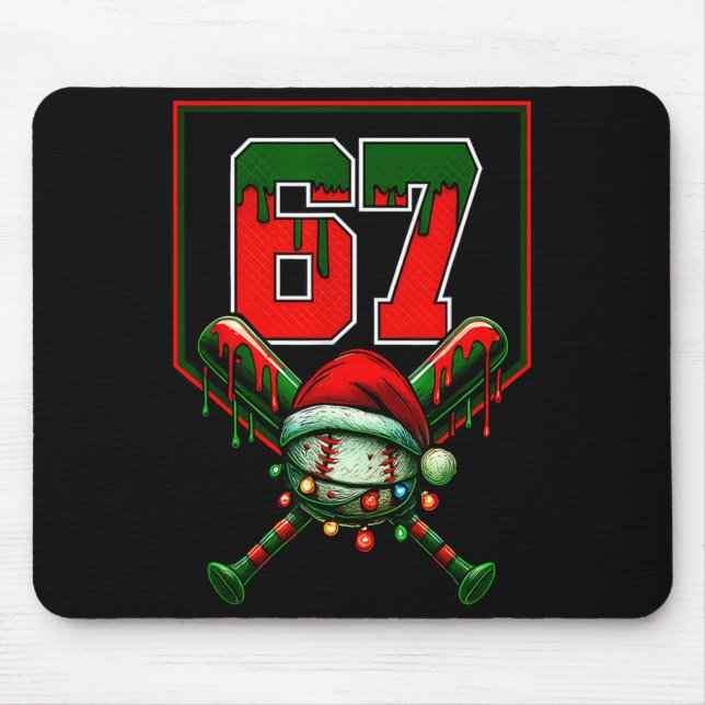 Christmas Baseball Drip Number 67 Player Or 67th B Mouse Pad (Front)