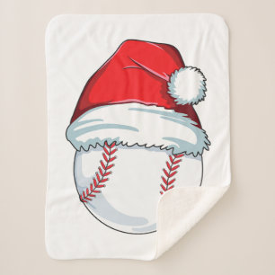 Christmas Baseball For Kids Men Ball Santa Pajama Sherpa Blanket