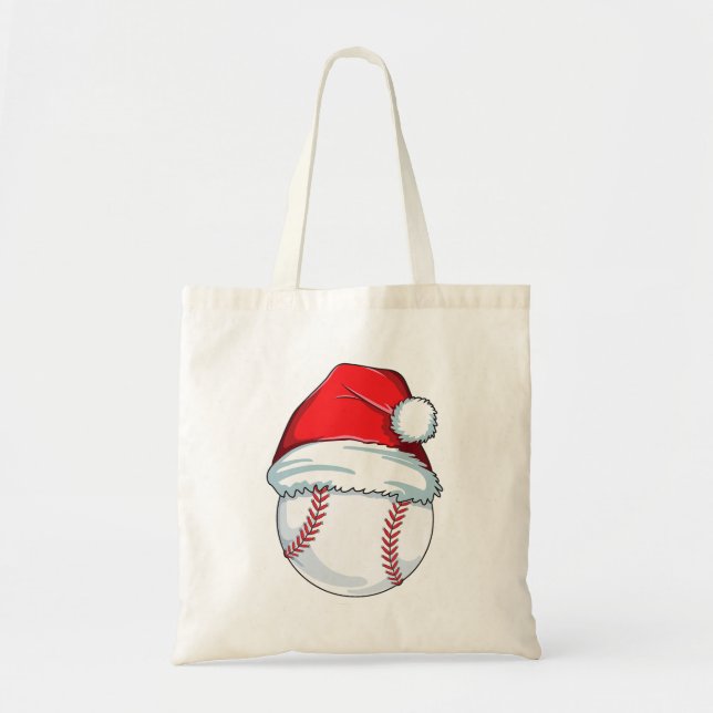 Christmas Baseball  For Kids Men Ball Santa Pajama Tote Bag (Front)