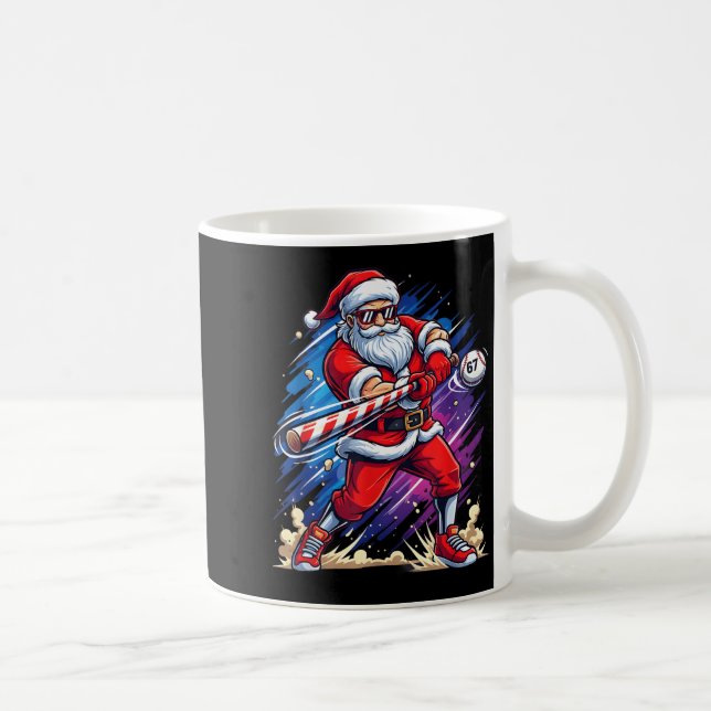Christmas Baseball Funny Santa Game Day Xmas Boys  Coffee Mug (Right)
