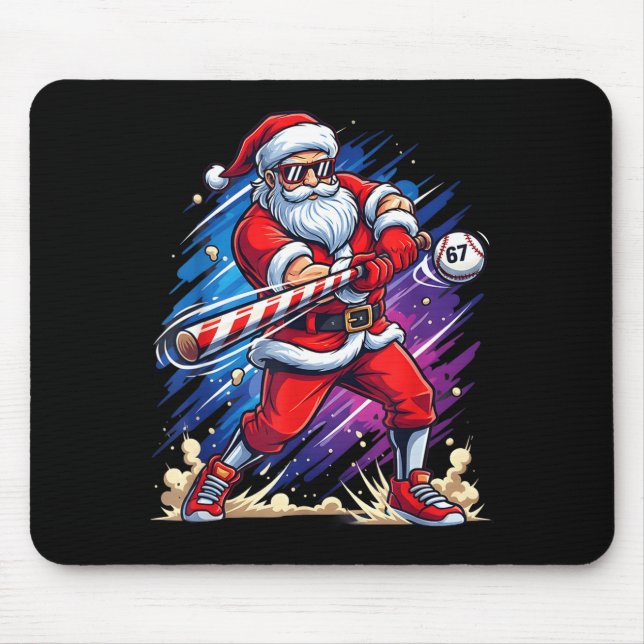 Christmas Baseball Funny Santa Game Day Xmas Boys  Mouse Pad (Front)