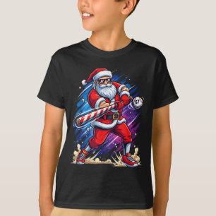 Christmas Baseball Funny Santa Game Day Xmas Boys  T-Shirt