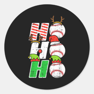 Christmas Baseball Ho Ho Ho Funny Xmas Srts Men Bo Classic Round Sticker