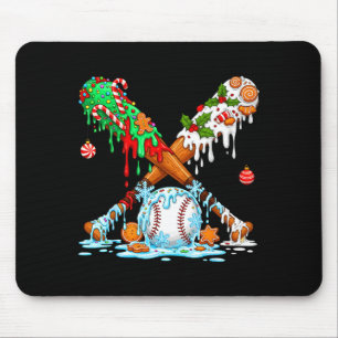 Christmas Baseball Ice Cream Drip Candy Game Day B Mouse Pad