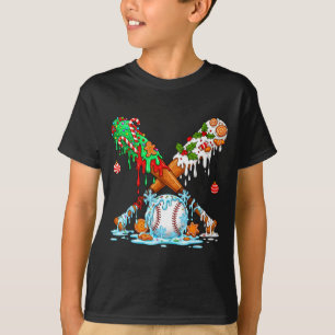 Christmas Baseball Ice Cream Drip Candy Game Day B T-Shirt