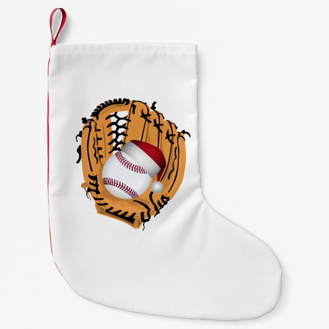 Christmas Baseball Mitt and Ball Small Christmas Stocking (Front)