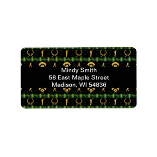 Christmas Baseball Player - Green Check Label