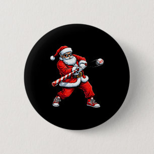 Christmas Baseball Player Santa Funny Xmas Boys Me 6 Cm Round Badge