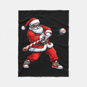Christmas Baseball Player Santa Funny Xmas Boys Me Fleece Blanket
