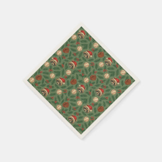 Christmas Baseball Racoon Pattern Napkins