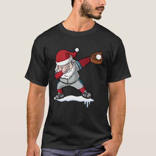 Christmas Baseball Santa Claus Quarterback Boys Ki T-Shirt (Front)