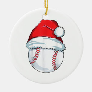 Christmas Baseball Santa Hat Ball Kids BoyOrnament Ceramic Tree Decoration