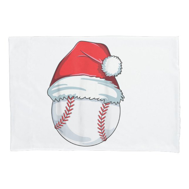 Christmas Baseball Santa Hat Ball Kids Boys Men Pillowcase (Front)