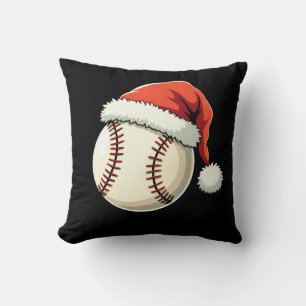 Christmas Baseball Santa Hat Funny Sport Xmas Cushion