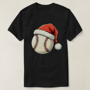 Christmas Baseball Santa Hat Funny Sport Xmas T-Shirt