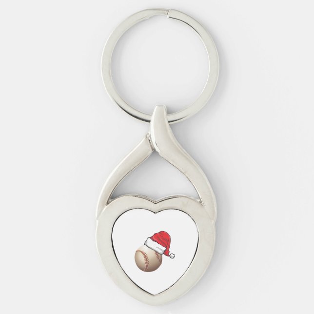 Christmas Baseball Santa Hat Key Ring (Front)