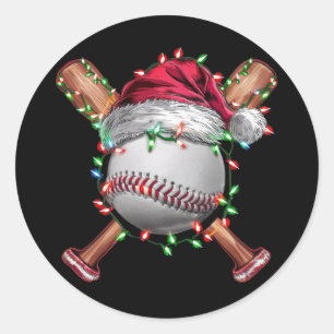 Christmas Baseball Santa Sports Xmas Holiday Classic Round Sticker