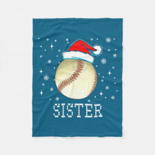 Christmas Baseball Sister Xmas Santa Hat Kids Boys Fleece Blanket