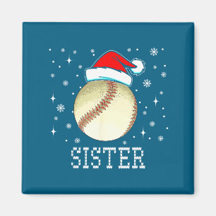 Christmas Baseball Sister Xmas Santa Hat Kids Boys Magnet