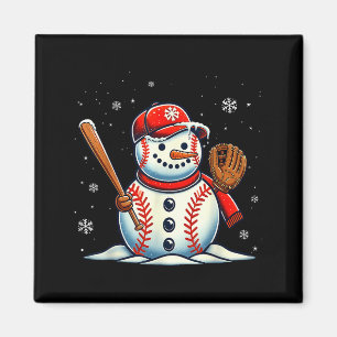 Christmas Baseball Snowman Boys Baseball Christmas Magnet