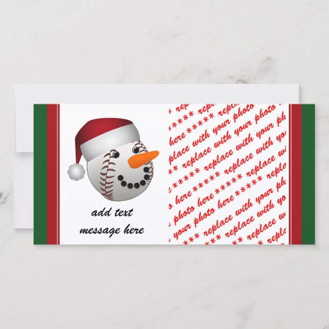 Christmas Baseball Snowman Holiday Card (Front)