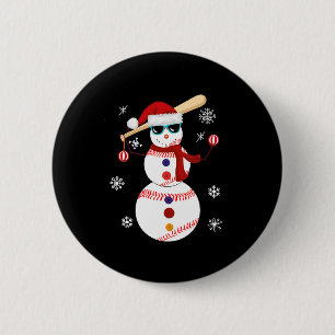Christmas Baseball Snowman Santa Hat Gift 6 Cm Round Badge