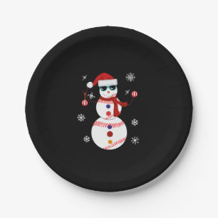 Christmas Baseball Snowman Santa Hat Gift Paper Plate