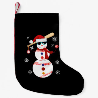 Christmas Baseball Snowman Santa Hat Gift Small Christmas Stocking