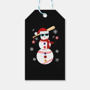 Christmas Baseball Snowman Santa Hat Gift Tags