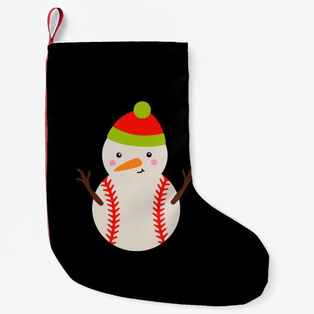 Christmas - Baseball Snowman Small Christmas Stocking (Front)