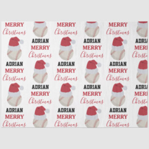 Christmas Baseball Sports Ball Custom Name Tissue Paper