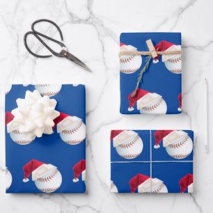 Christmas Baseball Sports Santa Holiday Set Wrapping Paper Sheet