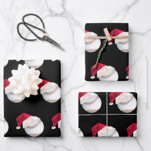 Christmas Baseball Sports Santa Holiday Set Wrapping Paper Sheet