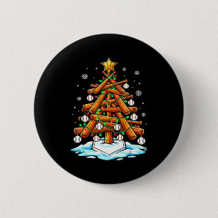 Christmas Baseball Tree Lights Xmas 6 Cm Round Badge