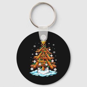 Christmas Baseball Tree Lights Xmas  Key Ring