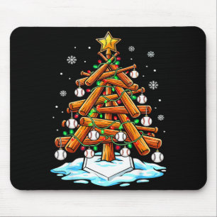 Christmas Baseball Tree Lights Xmas  Mouse Pad