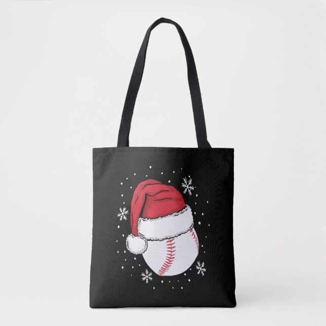 Christmas Baseball Xmas Santa Sports Lover Gift Tote Bag (Front)