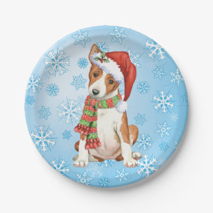Christmas Basenji Paper Plate