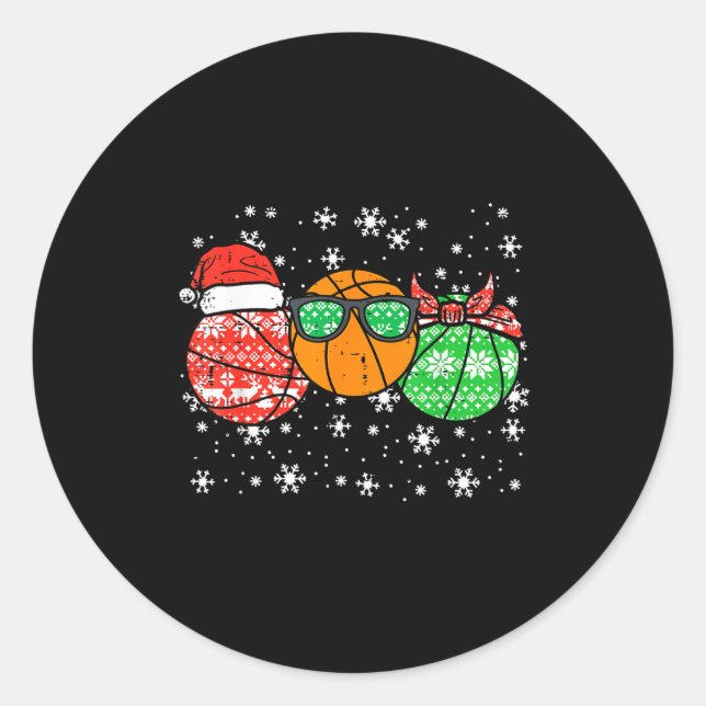 Christmas Basket Santa Cute Xmas Srts Men Boys Kid Classic Round Sticker (Front)