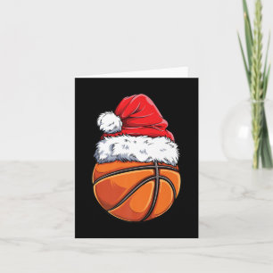 Christmas Basketball Ball Santa Hat Funny Sport Xm Card